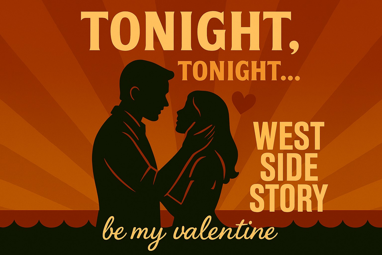 "Tonight, tonight… won't be just any night." ❤️✨
Whether you're a Maria, a Tony, or simply someone who believes in love at first note… may your Valentine's Day be filled with beautiful music. 🎶💘
Experience the passion, the drama, and the unforgettable music of West Side Story — at our upcoming Echoes of Stage and Screen concert next Saturday.
#ValentinesDay #WestSideStory