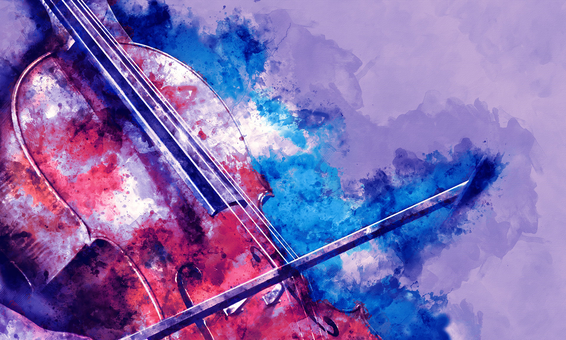 Watercolor image of cello